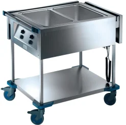 Chariot bain-marie 2 cuves GN 1/1 inox 93,6x71,4x93,3 cm 1,4 kW 230v - B.PRO Clearance