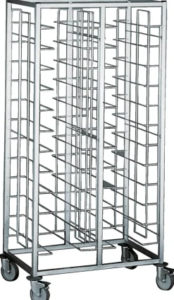Aucune Chariot cafétéria inox 2 colonnes 12 plateaux entrée côte à côte Discount