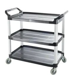 Chariot de service plastique noir 3 niveaux 102,2x50,5x96 cm 90 kg - PRO.COOKER Hot