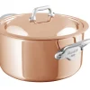 Cocotte avec couvercle cuivre inox inox 18/10 Sans revêtement Avec couvercle Ø 24 cm 13,5 cm 3,2 L M'6s - MAUVIEL Discount