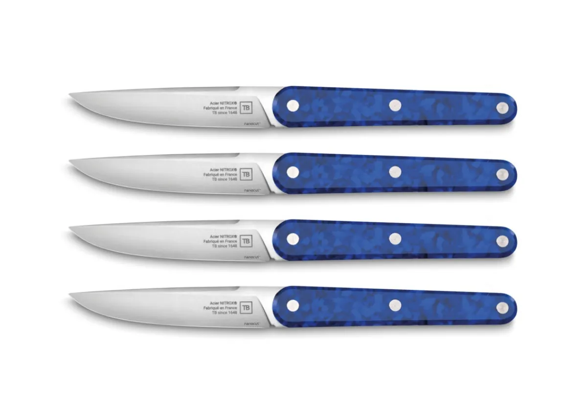 Coffret de 4 couteaux de table bleu 22 cm Joseph - TARRERIAS BONJEAN New