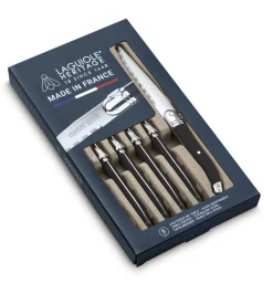 Coffret de 6 couteaux à steak noir 23,5 cm Laguiole Heritage - TARRERIAS BONJEAN New
