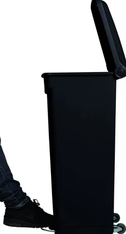 Collecteur à pédale antibactérien et antimicrobien plastique 90 L noir - PROBBAX Discount