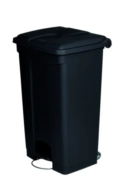 Collecteur à pédale antibactérien et antimicrobien plastique 90 L noir - PROBBAX Discount