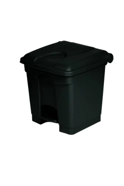 Collecteur à pédale antibactérien et antimicrobien plastique 30 L noir - PROBBAX Discount