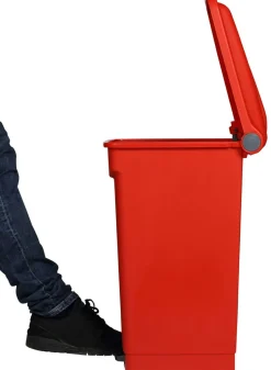 Collecteur à pédale plastique 45 L rouge - PROBBAX Discount