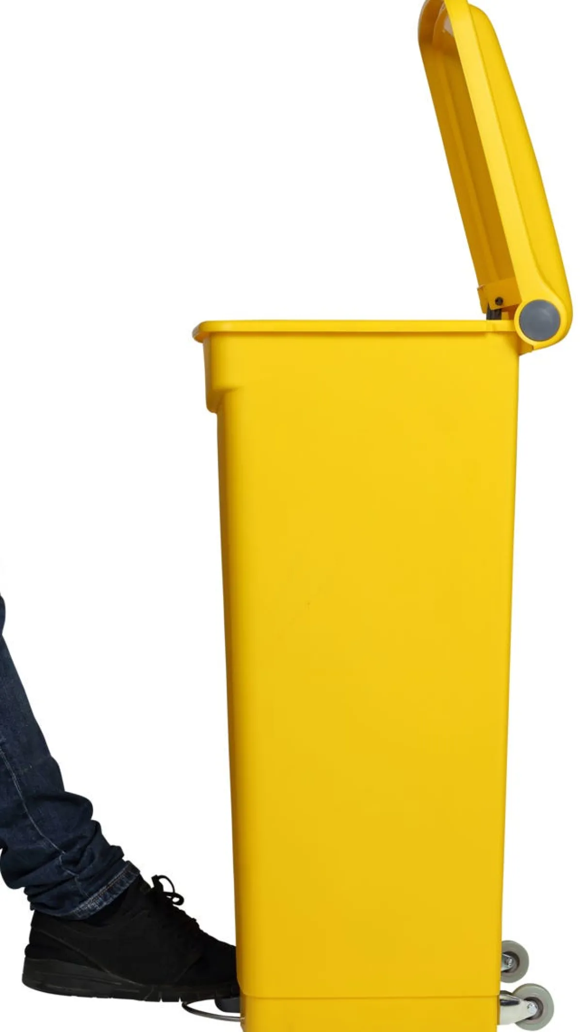 Collecteur à pédale plastique 90 L jaune - PROBBAX Online