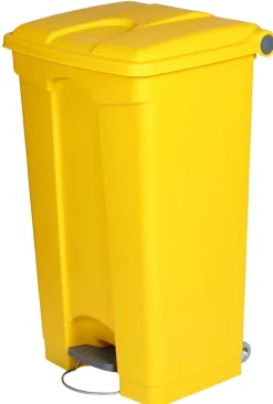 Collecteur à pédale plastique 90 L jaune - PROBBAX Online