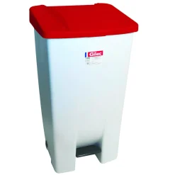 GILAC Collecteur à pédale plastique 120 L blanc Online