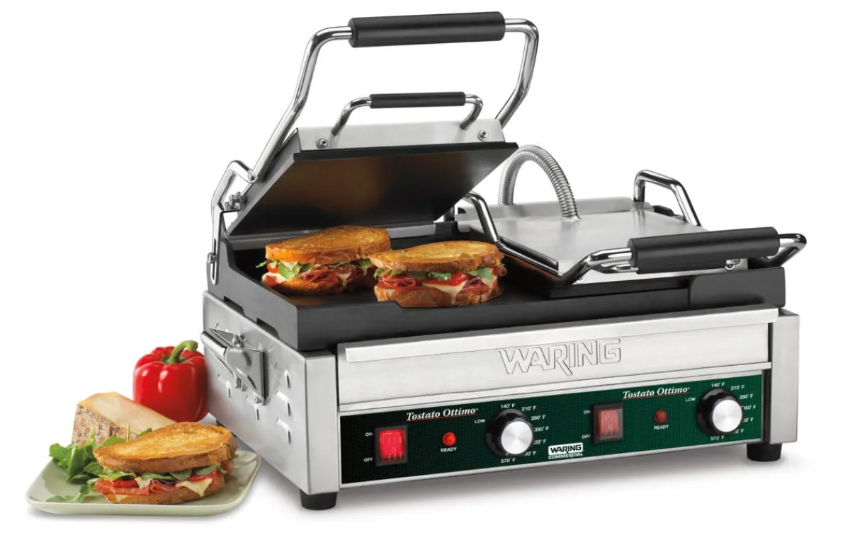 Contact grill panini double à plaques lisses Ottimo - WARING Online