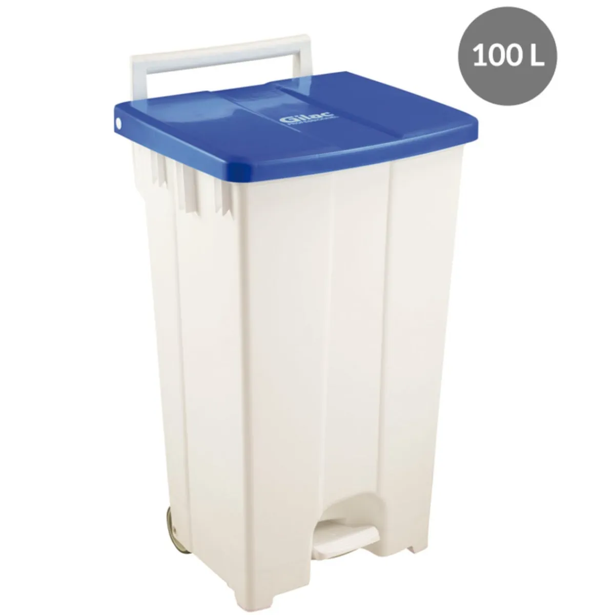 Conteneur à pédale plastique 100 L bleu - GILAC