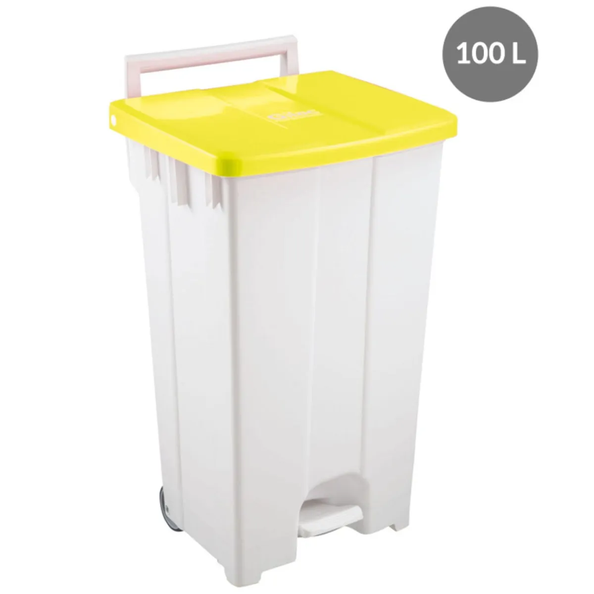 Conteneur à pédale plastique 100 L jaune - GILAC Discount