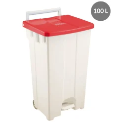Conteneur à pédale plastique 100 L rouge - GILAC Outlet