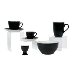 PRO.MUNDI Coquetier rond noir porcelaine 6 cm Ø 5 cm Emotions Hot