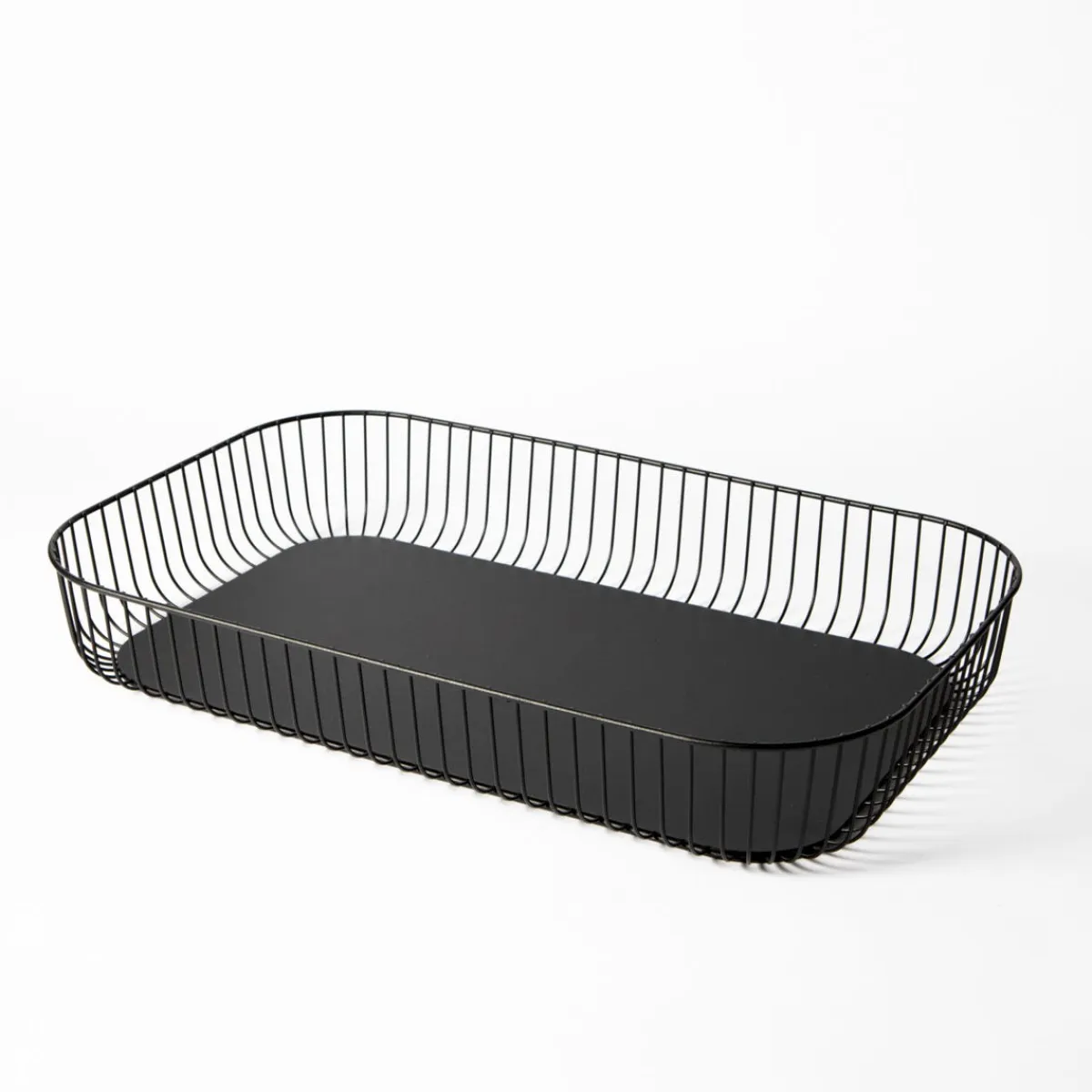 PRO.MUNDI Corbeille de buffet acier noir 53,5x33x8,4 cm Naro Hot