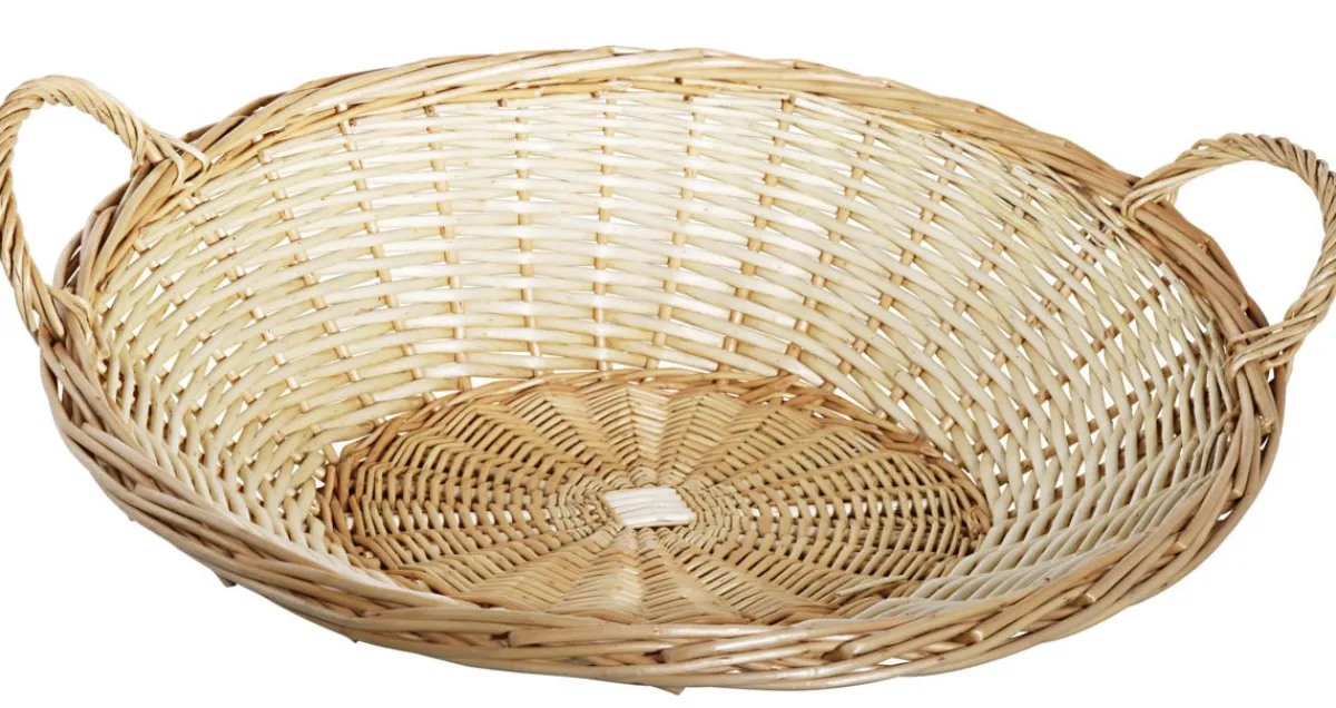 Corbeille ovale beige osier 50x46x16 cm - PRO.MUNDI Discount