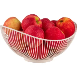 APS Corbeille à pain et à fruits ovale blanc métal 29,5x25,5x13,5 cm Svart Hot