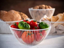 APS Corbeille à pain et à fruits rond blanc métal Ø 17,5 cm 8 cm Svart Outlet