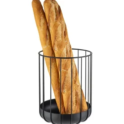 APS Corbeille à pain rond noir métal Ø 22,5 cm 28 cm Valo Discount