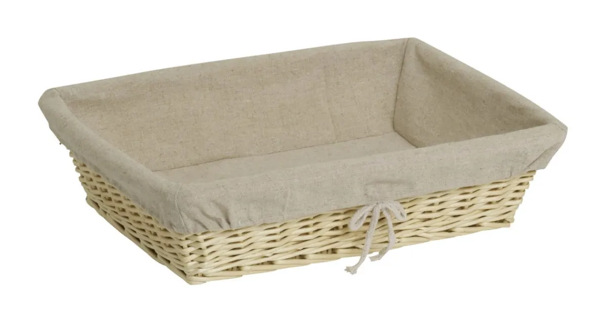 Corbeille rectangulaire beige osier 40x30x10 cm - PRO.MUNDI Clearance
