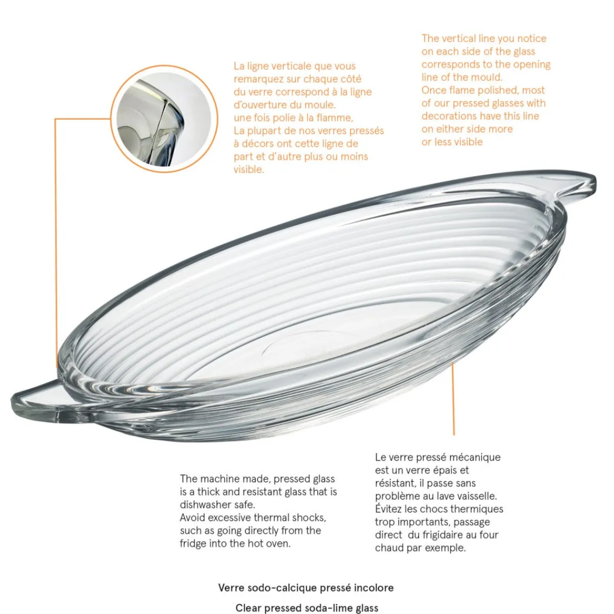 LA ROCHERE Coupe à dessert ovale transparent verre pressé Ø 25,5 cm Bali