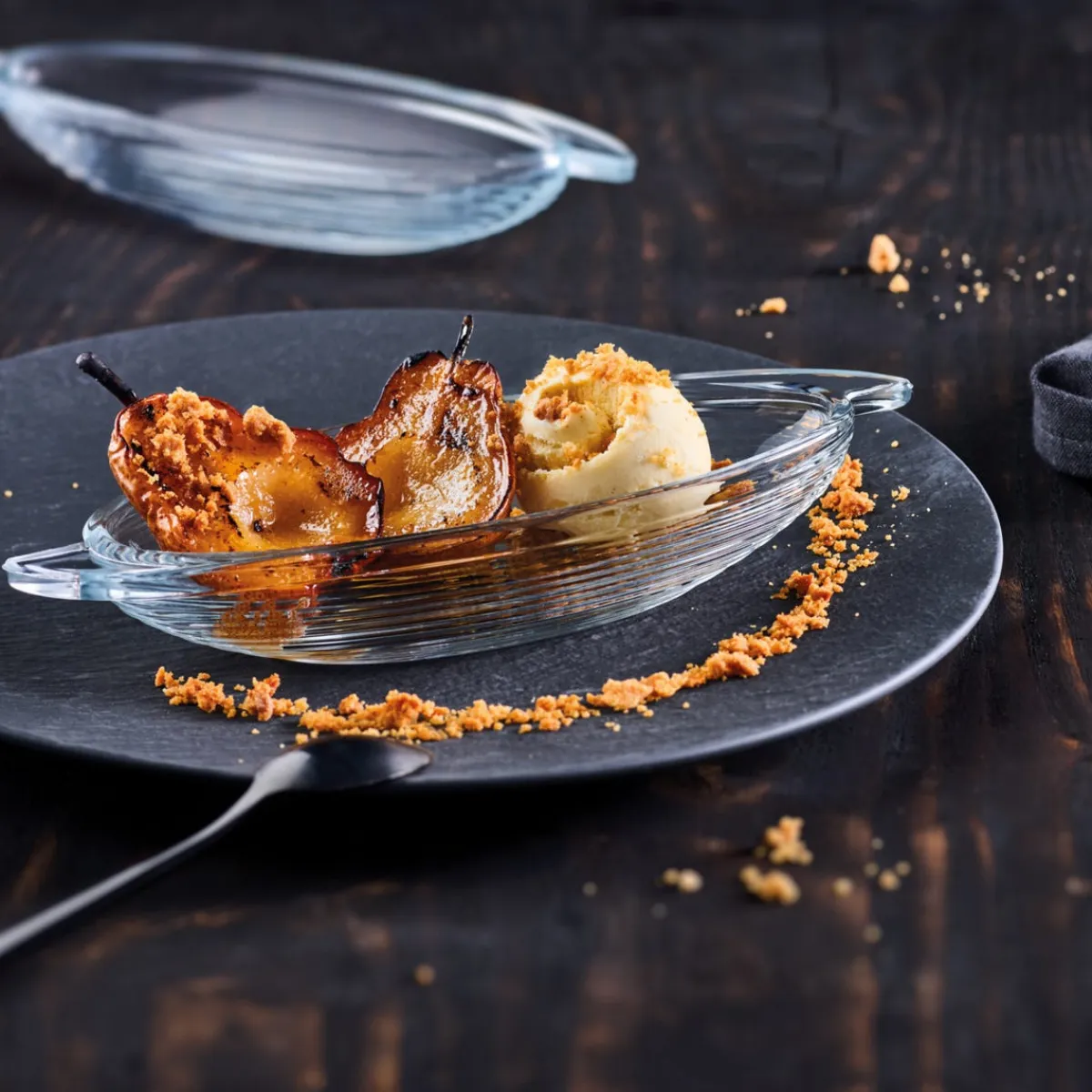LA ROCHERE Coupe à dessert ovale transparent verre pressé Ø 25,5 cm Bali