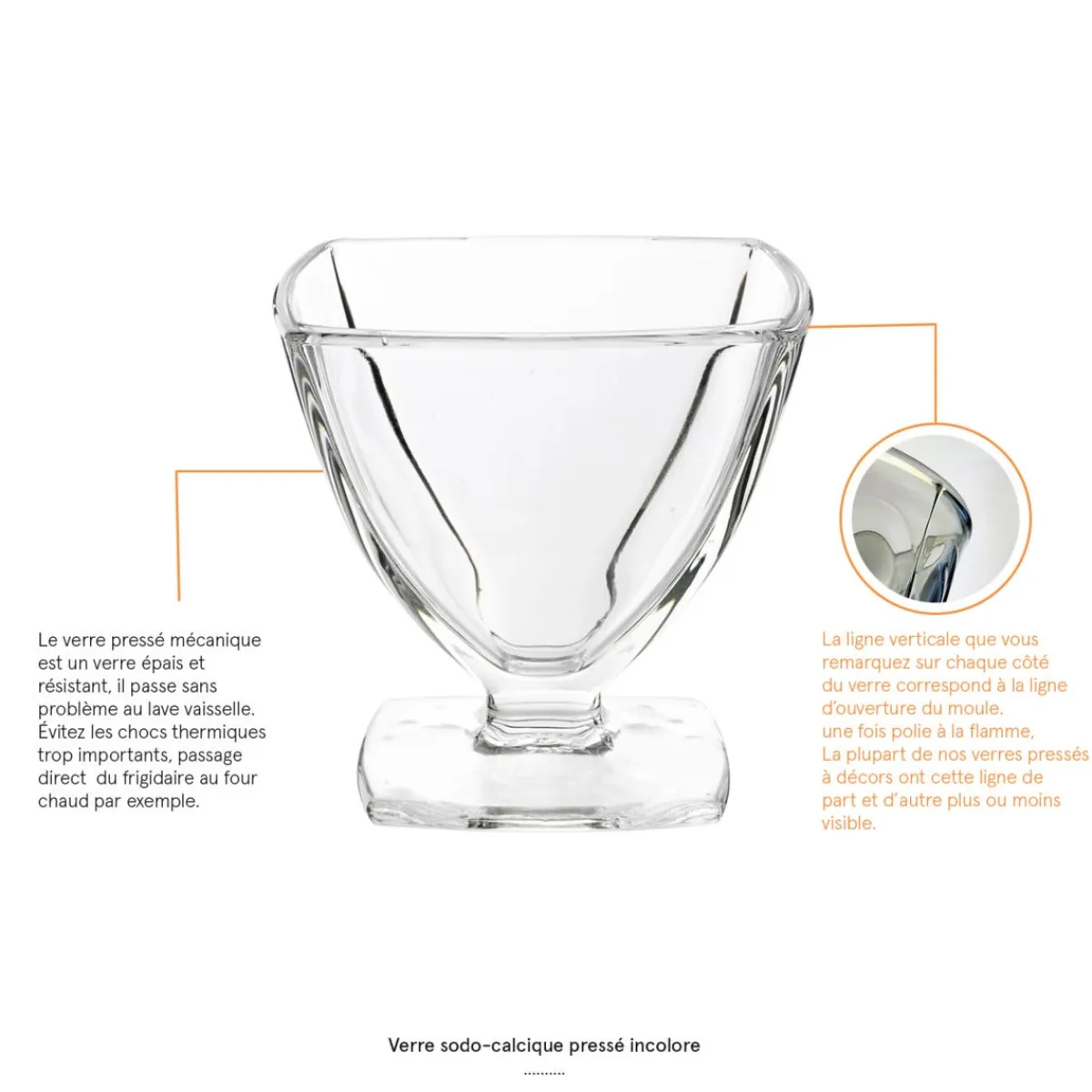 Coupe à dessert rond transparent verre pressé Ø 8 cm Carat - LA ROCHERE Sale