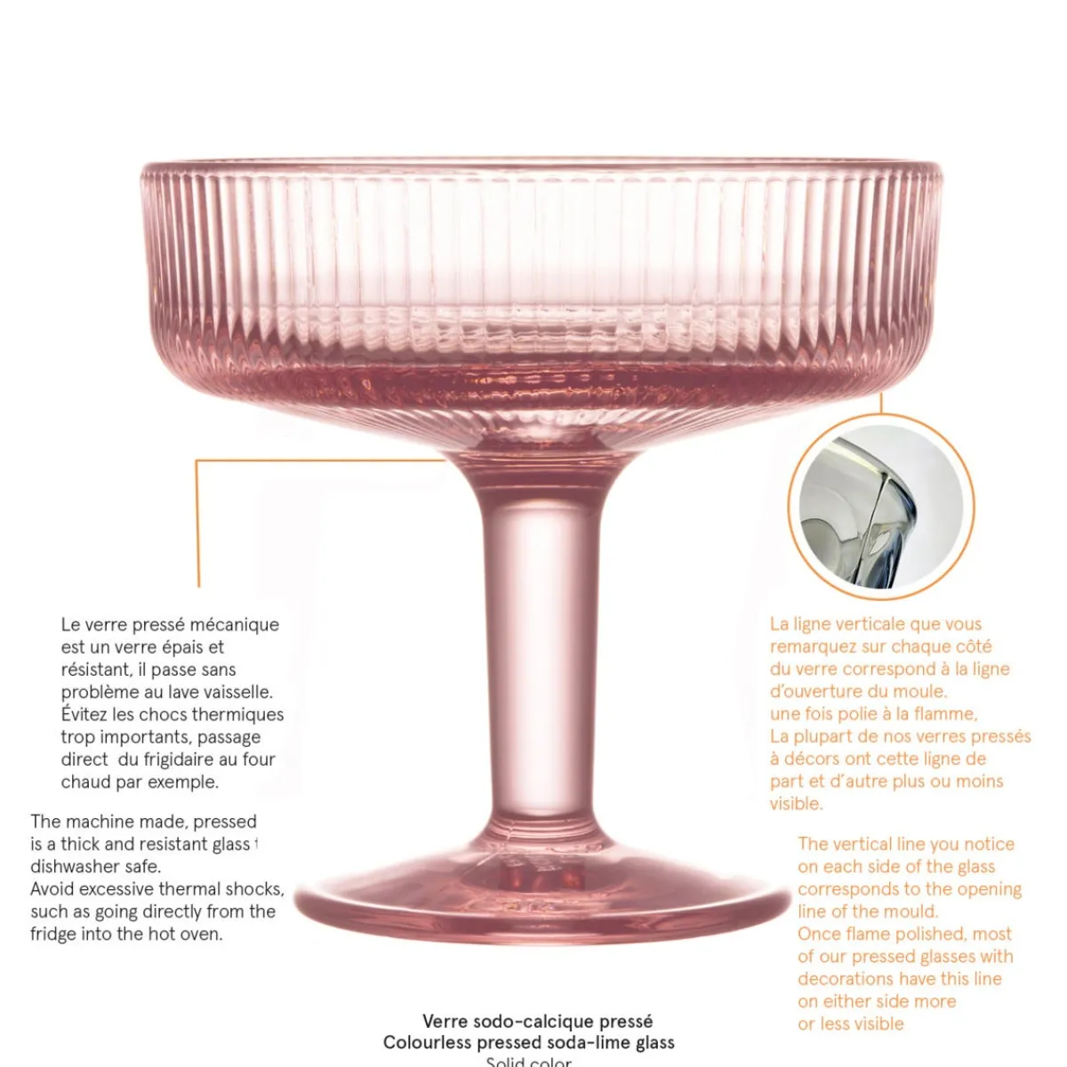 LA ROCHERE Coupe à glace rond rose verre Ø 12,5 mm Alice Online