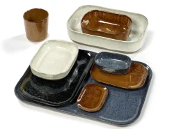 Coupelle rectangulaire ivoire grès émaillé 9,8x6,5 cm Merci - SERAX