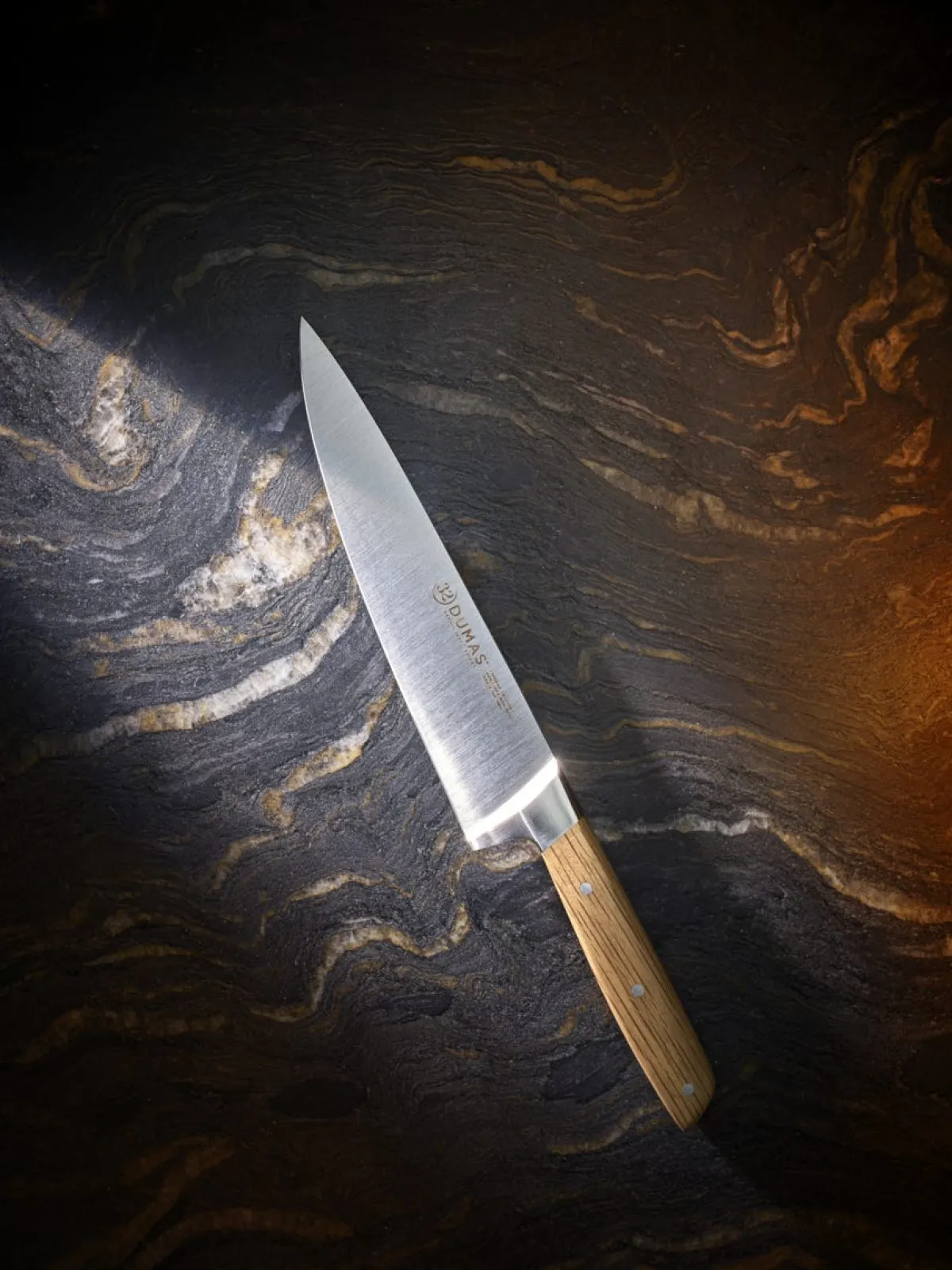 32 DUMAS Couteau chef 20 cm inox bois unie Signature Chene Vert Sale