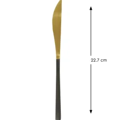 PRO.MUNDI Couteau de table monobloc cranté or 22,7 cm Aroma Or Pvd Noir Hot