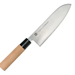 Couteau santoku 17 cm acier bois unie - HAIKU Sale