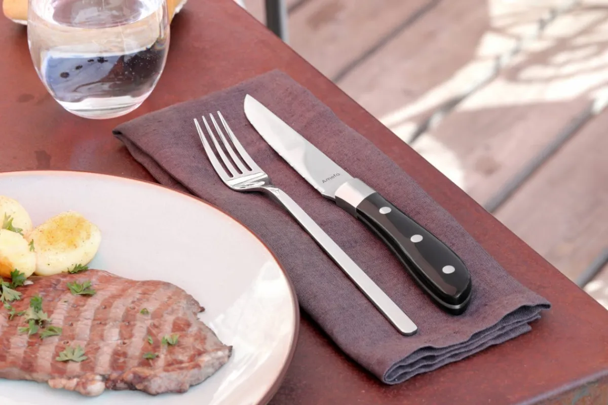 Couteau à steak noir 23 cm Achille - AMEFA Clearance