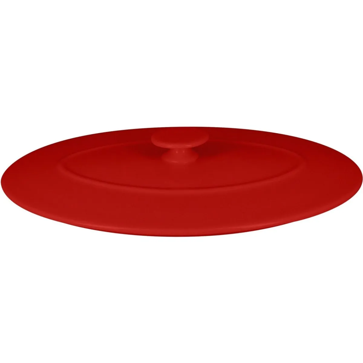 Couvercle avec poignée ovale rouge porcelaine vitrifiée 26x18 cm Chefs Fusion - RAK Online