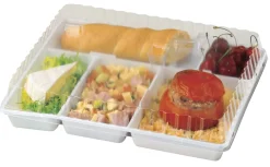 Couvercle plateau repas rectangulaire transparent plastique 32,4x26,4x5 cm (25 pièces) - ALPHAFORM Hot