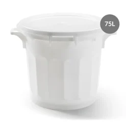 GILAC Couvercle plat pour bac 75 L rond blanc plastique Ø 61 cm 8,5 cm Discount