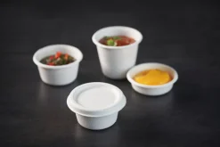 Couvercle pot à sauce rond blanc Ø 70 mm 8 mm Bagasse (150 pièces) - DUNI Best
