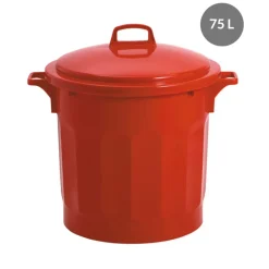 Couvercle pour poubelle 75 L plastique rouge - GILAC Outlet