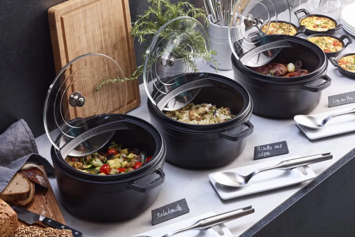 STAUB Couvercle rond transparent verre trempé Ø 23,2 cm 6 cm Discount
