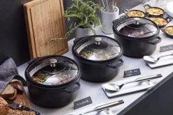 STAUB Couvercle rond transparent verre trempé Ø 23,2 cm 6 cm Discount