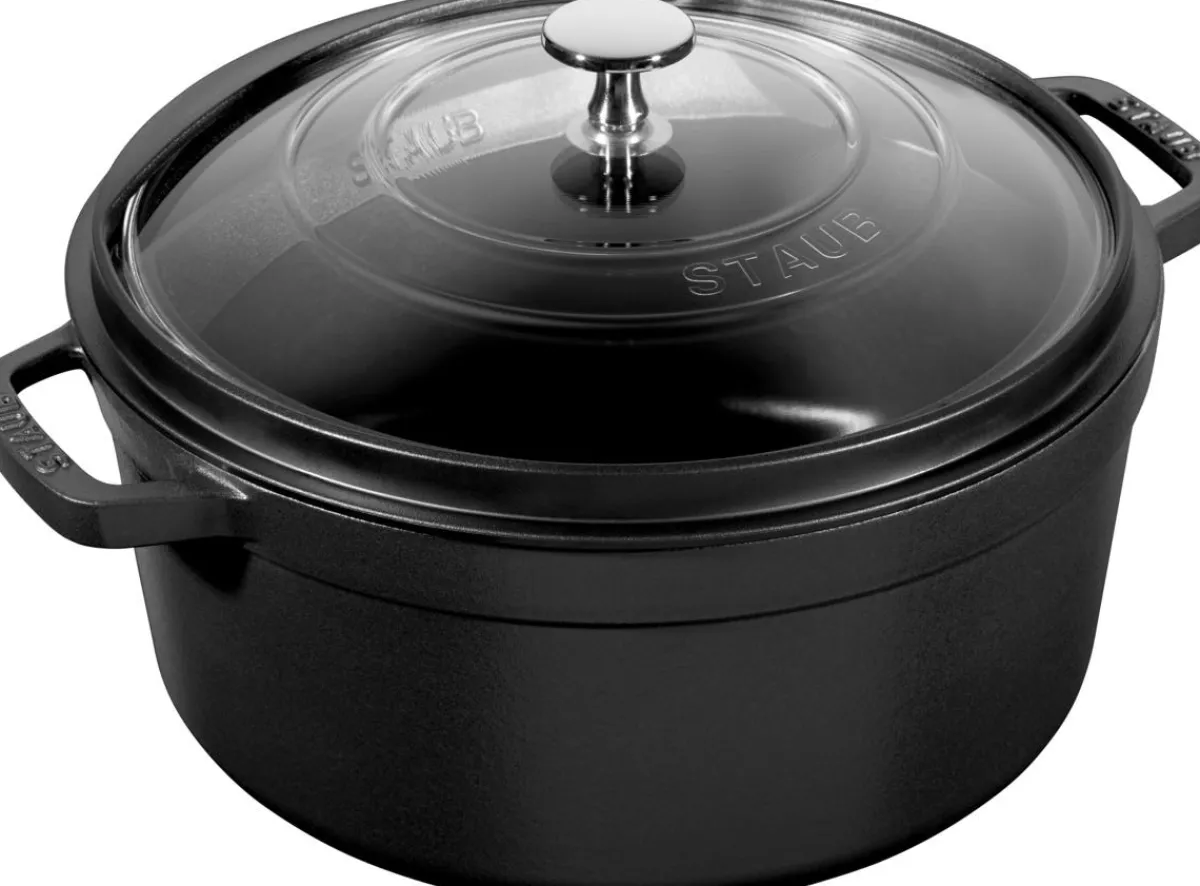 STAUB Couvercle rond transparent verre trempé Ø 23,2 cm 6 cm Discount