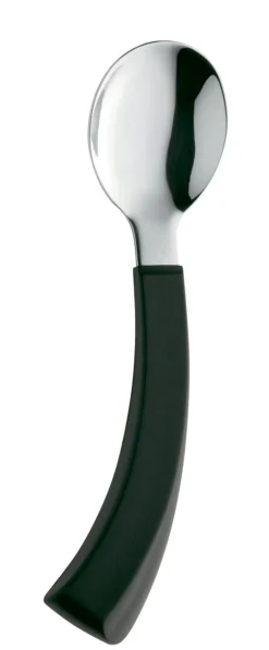 Cuillère manche courbé pour droitier noir inox 19 cm Handicap - AMEFA