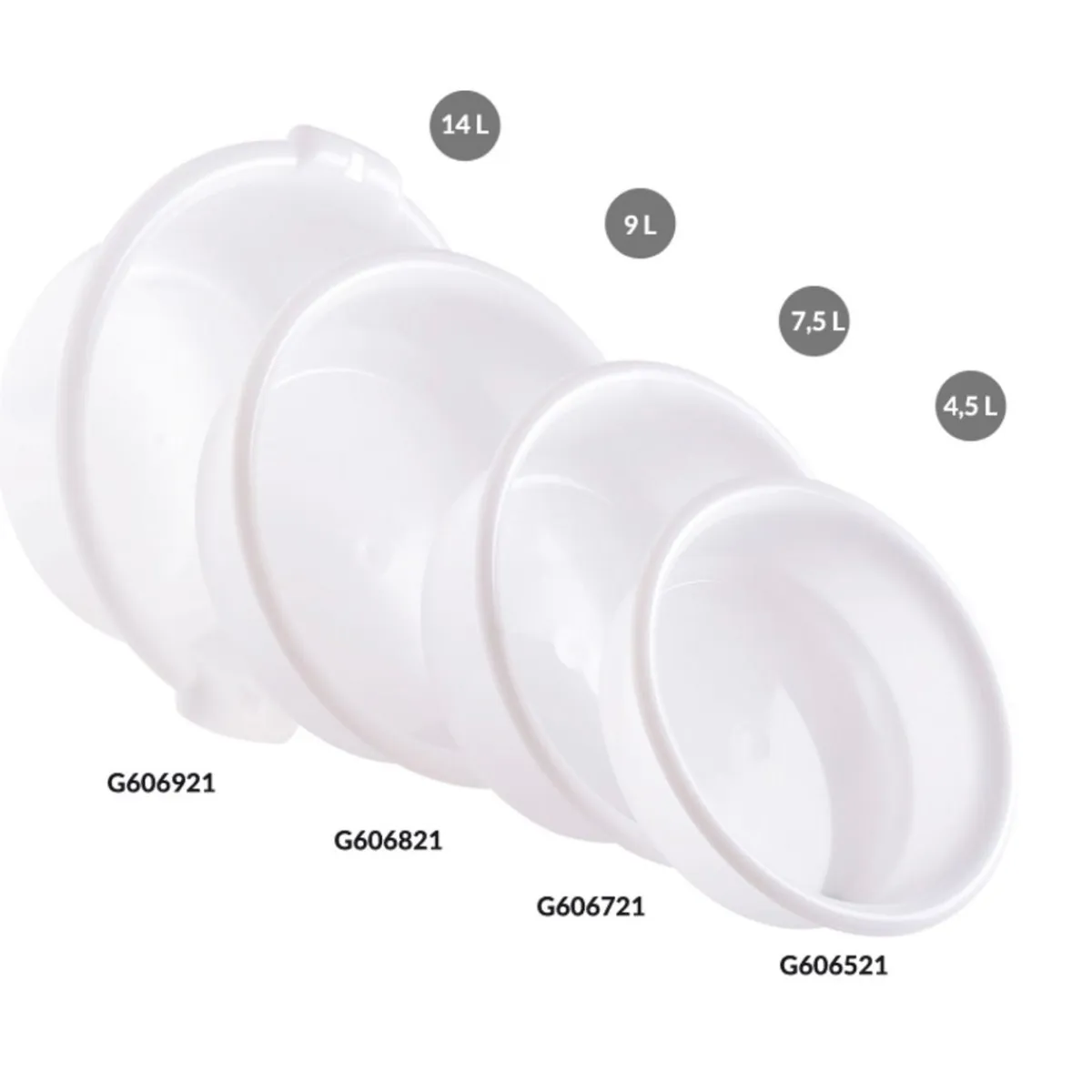 Cuvette Sans couvercle blanc plastique Ø 32 cm 9,5 cm 4,5 L fond plein parois pleines - GILAC