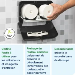 Distributeur papier hygiènique noir 36x13x20,7 cm - TORK Online