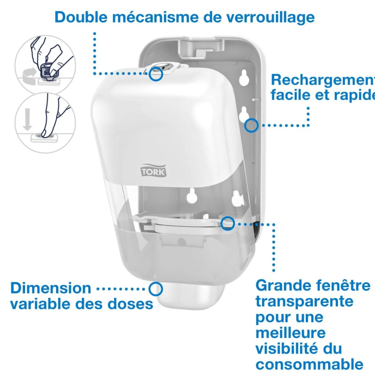 Distributeur à savon blanc 9,9x11,2x22,4 cm - TORK Outlet
