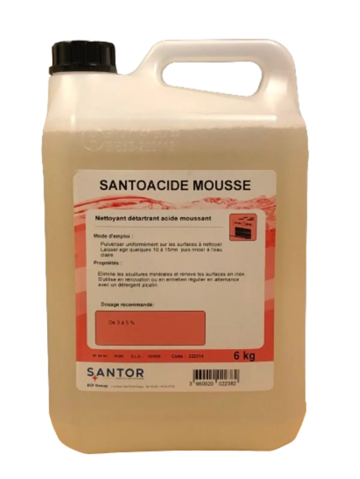 SANTOR Détergent acide moussant 6 KG Santoacide Mousse Clearance