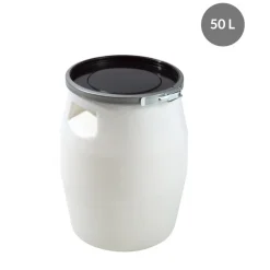 GILAC Fût Avec couvercle blanc plastique Ø 39,3 cm 54 cm 50 L fond plein parois pleines Hot