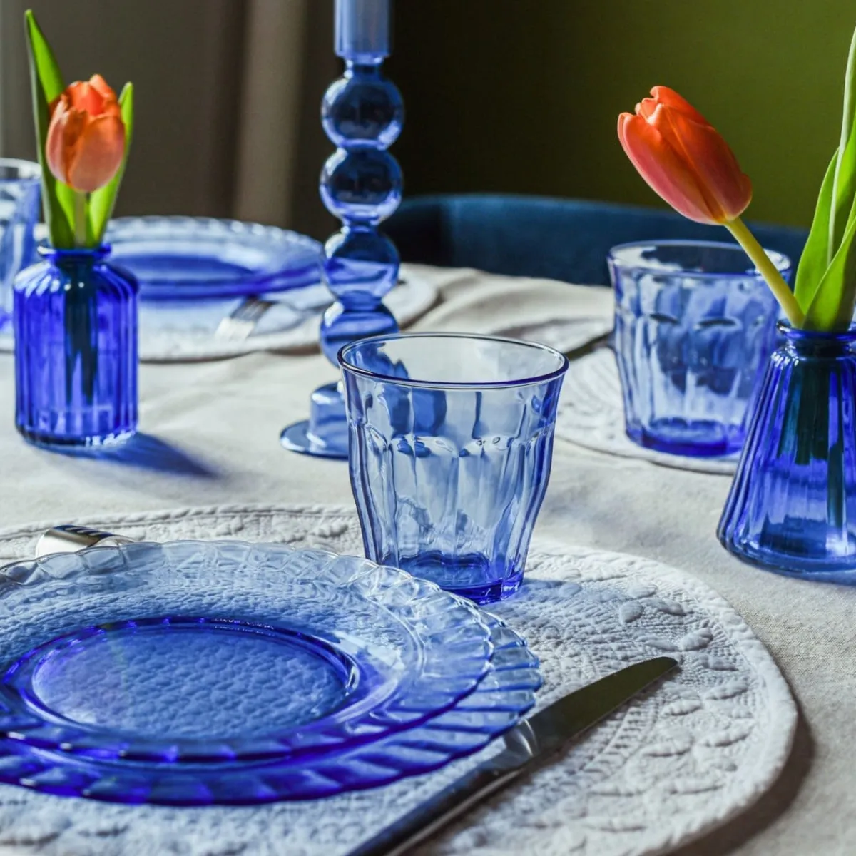 Gobelet forme basse bleu verre trempé 25 cl Picardie - DURALEX Hot