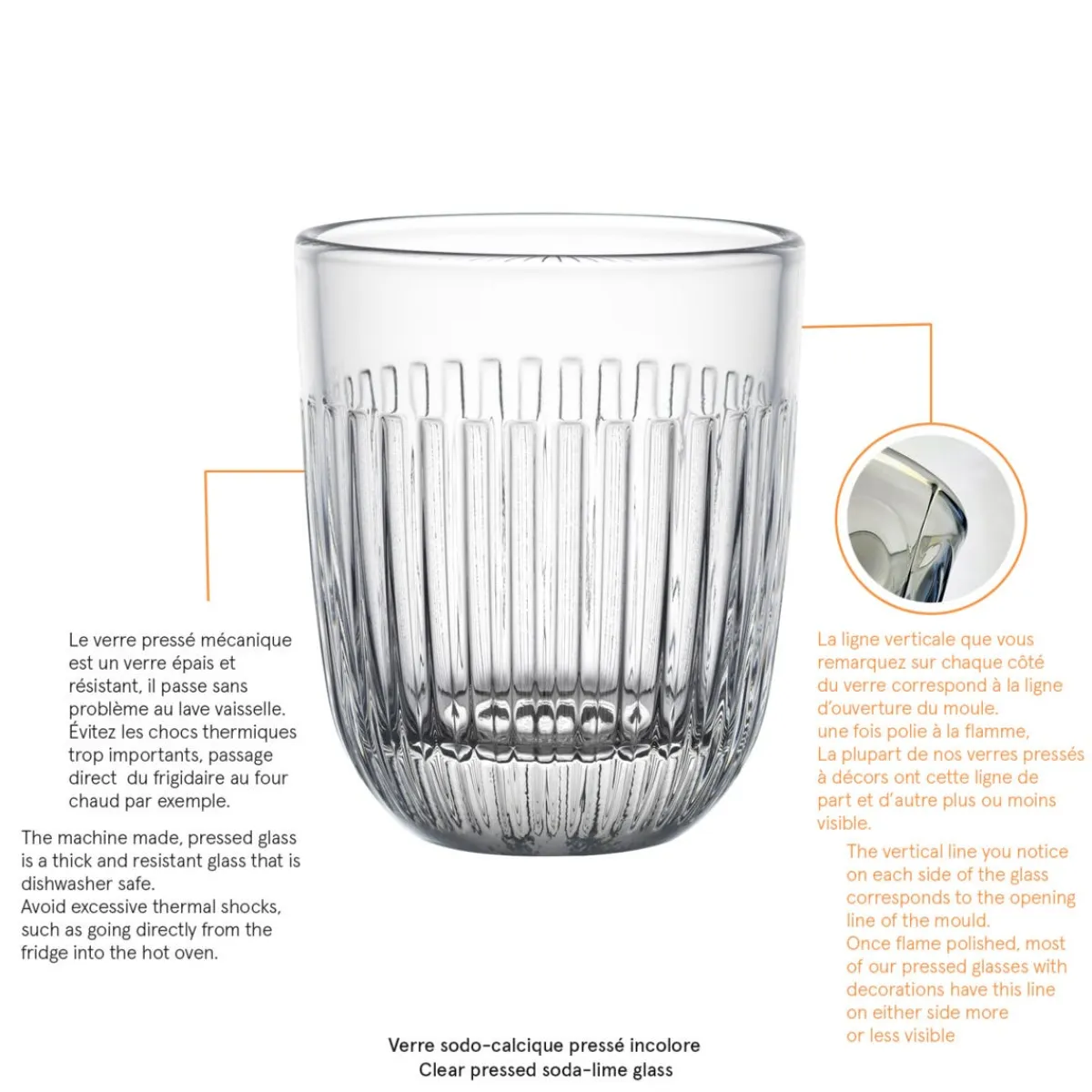 Gobelet forme basse verre pressé 29 cl Ouessant - LA ROCHERE Discount