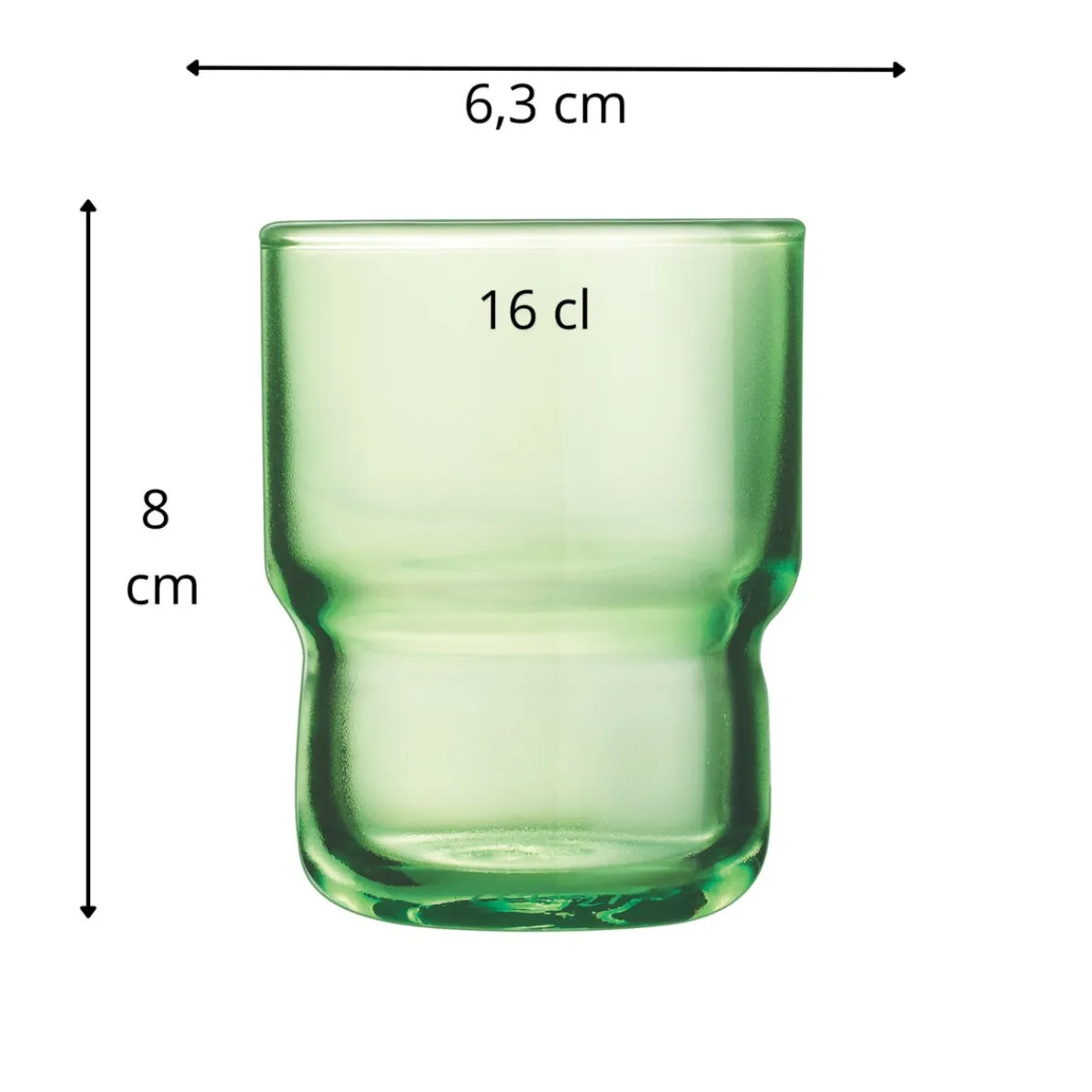 Gobelet forme basse vert verre trempé 16 cl Log Brush - ARCOROC Best
